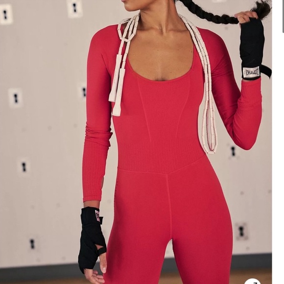 NWOT FP Movement Good Karma Long Sleeve Onesie Red XS/S - Picture 2 of 7